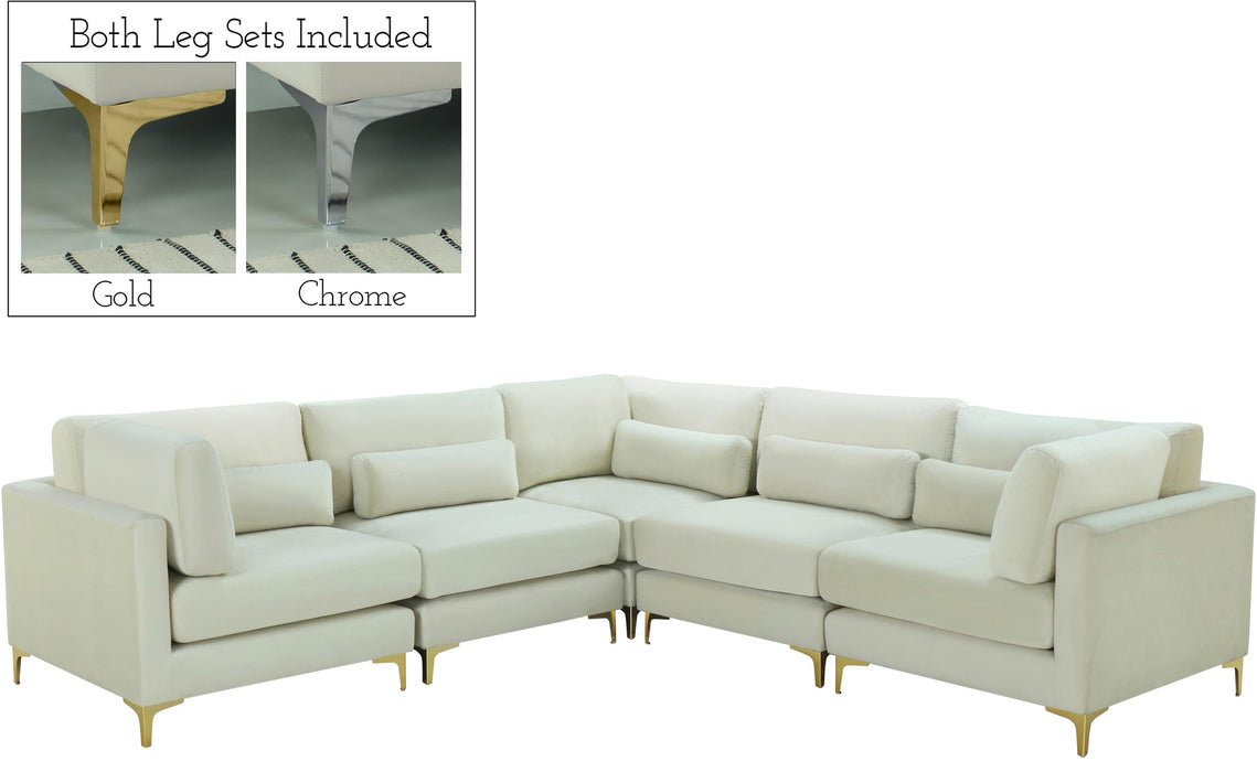 Julia Cream Velvet Modular Sectional (5 Boxes)