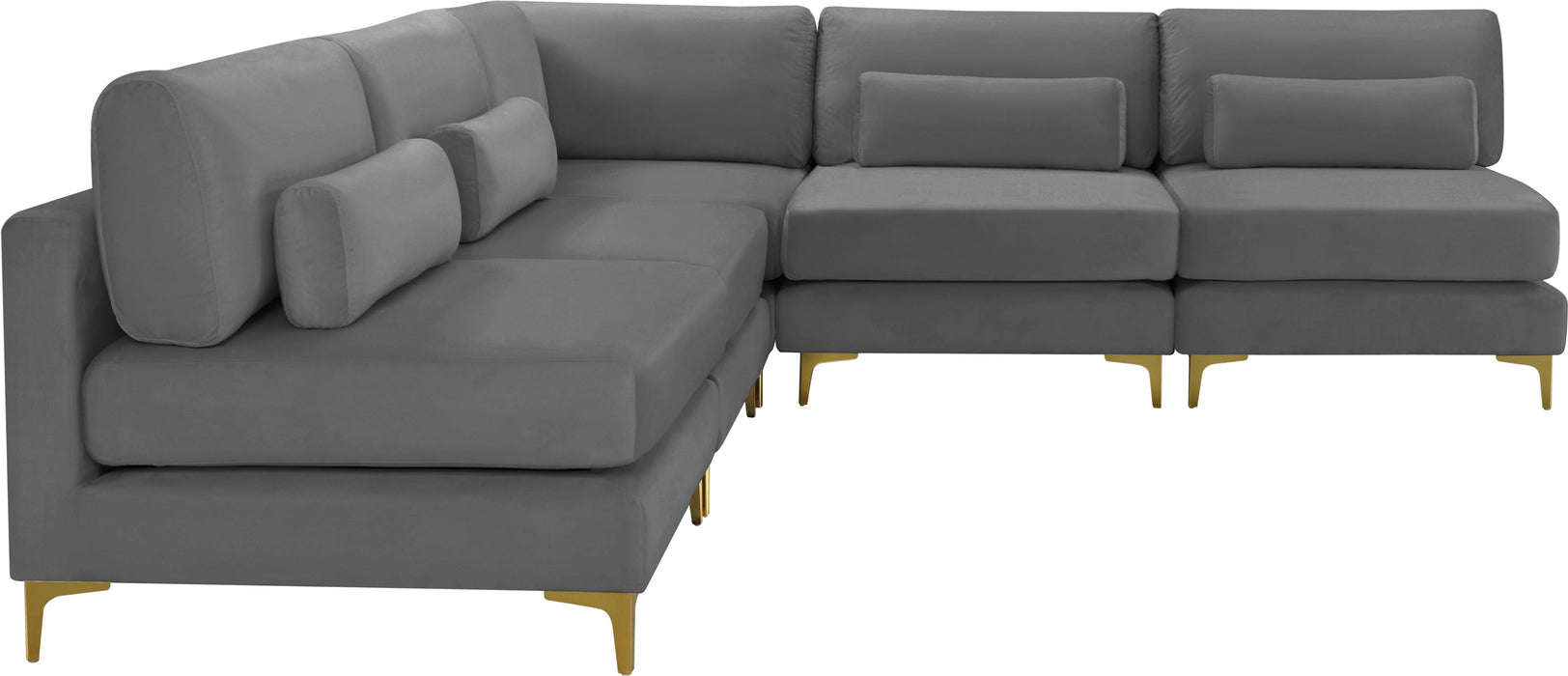 Julia Grey Velvet Modular Sectional (5 Boxes)