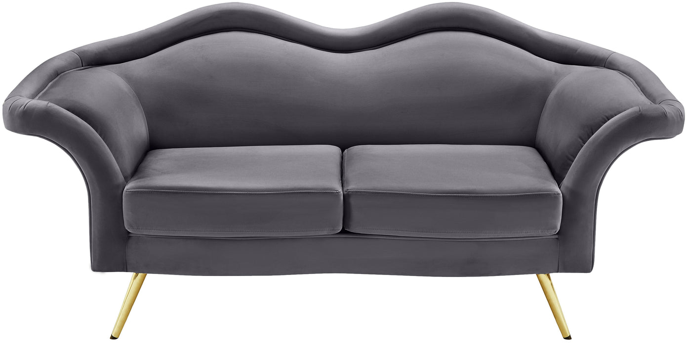 Lips Grey Velvet Loveseat