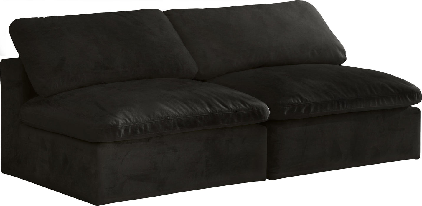 Cozy Black Velvet Cloud Modular Armless Sofa