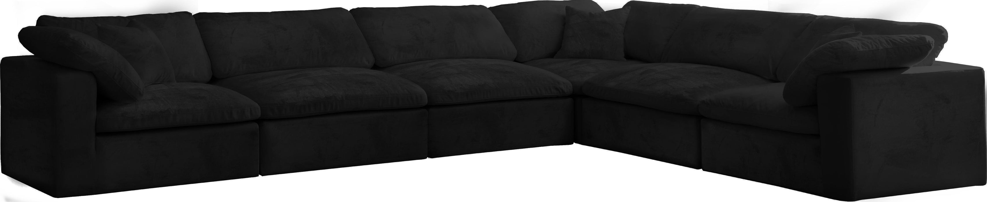 Cozy Black Velvet Cloud Modular Sectional