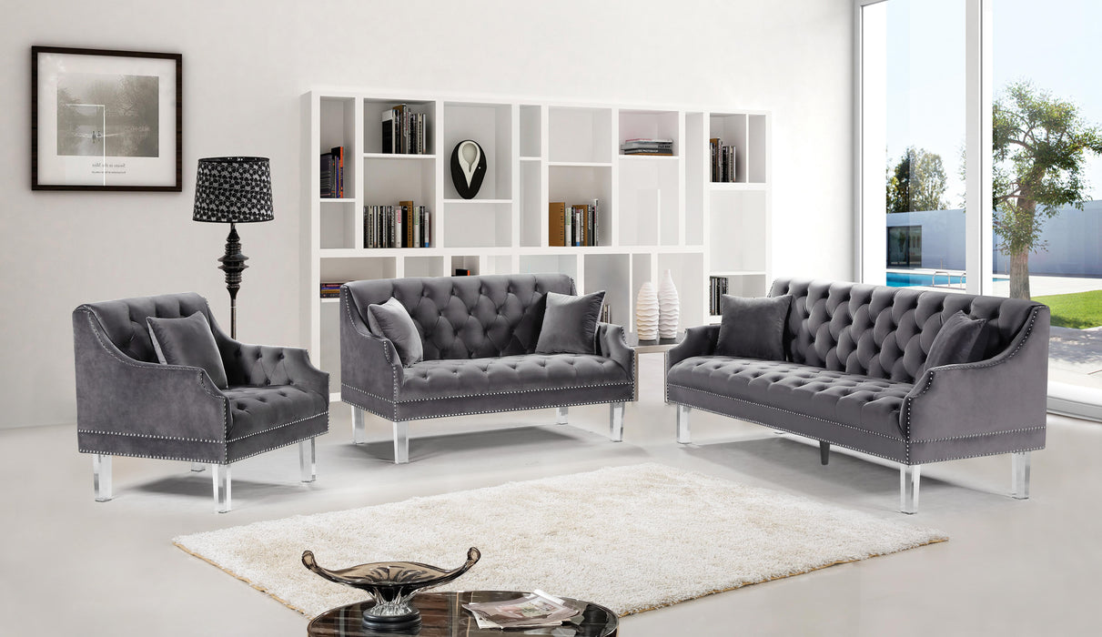 Roxy Grey Velvet Loveseat