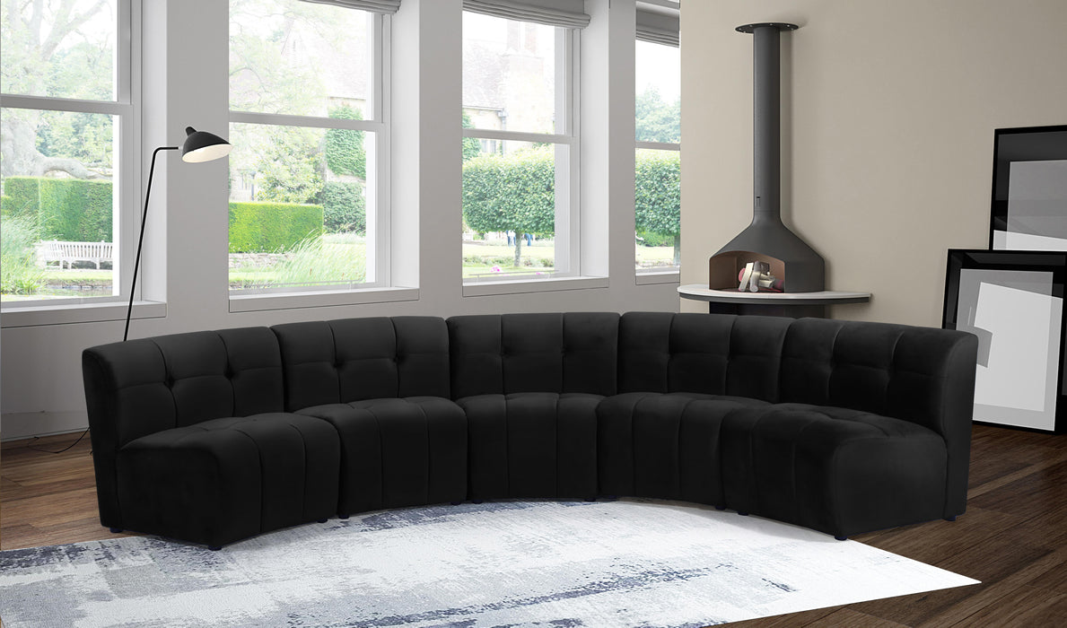 Limitless Black Velvet 5pc. Modular Sectional