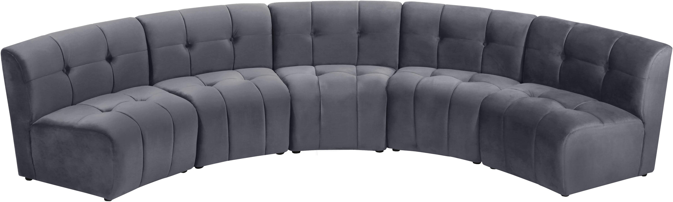 Limitless Grey Velvet 5pc. Modular Sectional