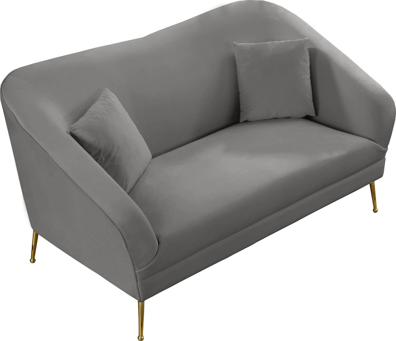 Hermosa Grey Velvet Loveseat