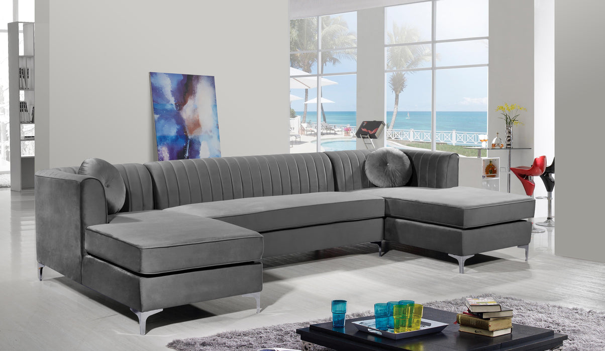 Graham Grey Velvet 3pc. Sectional