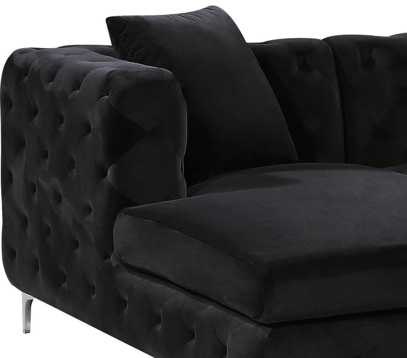 Gail Black Velvet 3pc. Sectional