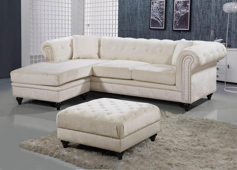 Sabrina Cream Velvet 2pc. Reversible Sectional