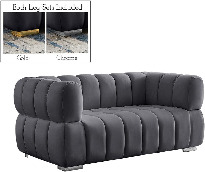 Gwen Grey Velvet Loveseat