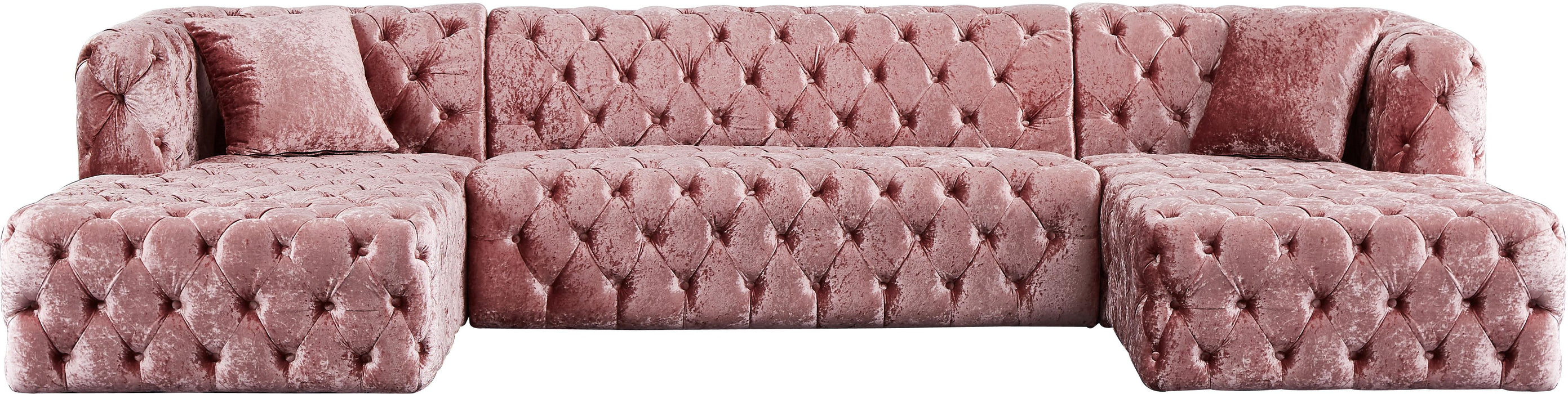 Coco Pink Velvet 3pc. Sectional (3 Boxes)