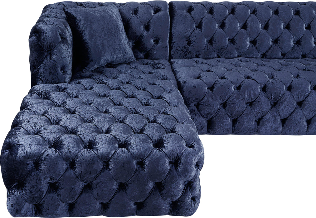 Coco Navy Velvet 3pc. Sectional (3 Boxes)