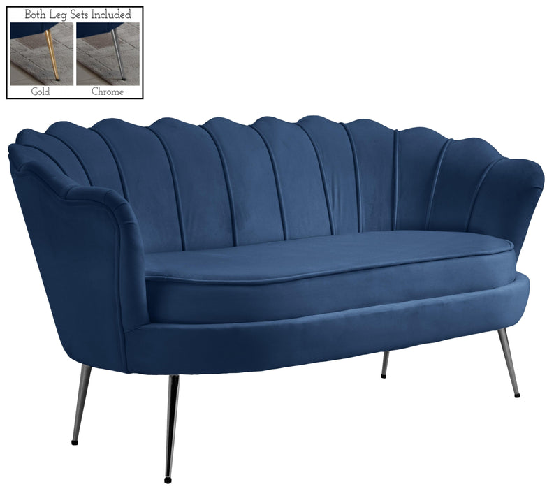 Gardenia Navy Velvet Loveseat