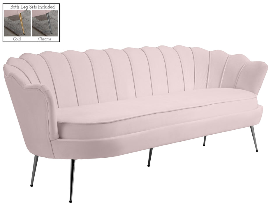 Gardenia Pink Velvet Sofa