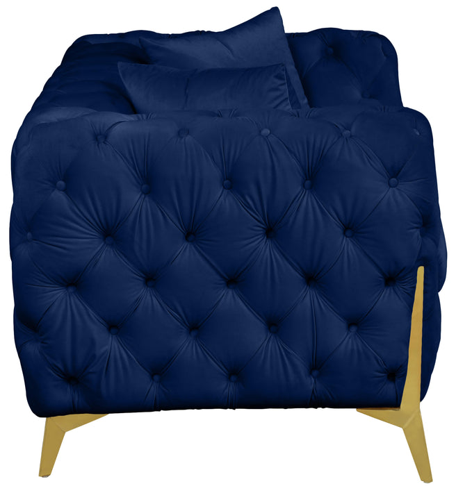 Kingdom Navy Velvet Loveseat