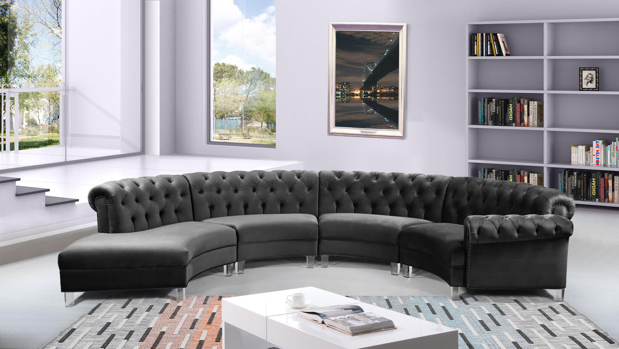 Anabella Grey Velvet 4pc. Sectional