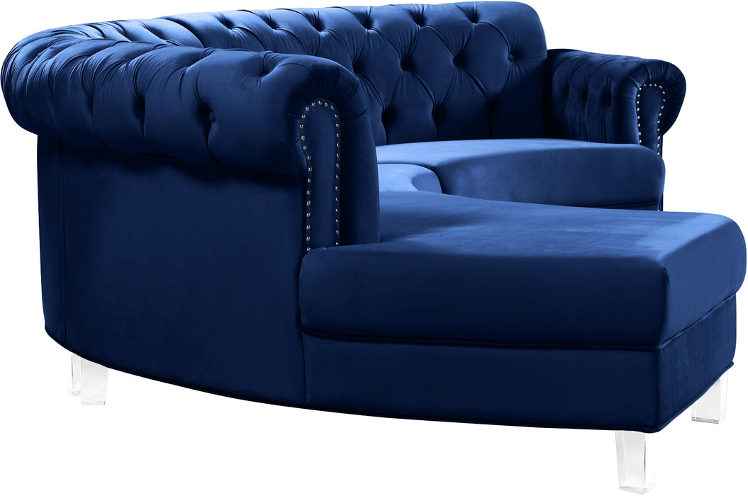 Anabella Navy Velvet 3pc. Sectional