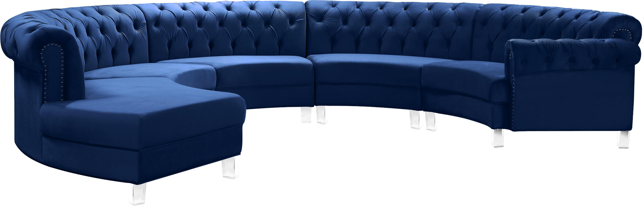 Anabella Navy Velvet 5pc. Sectional