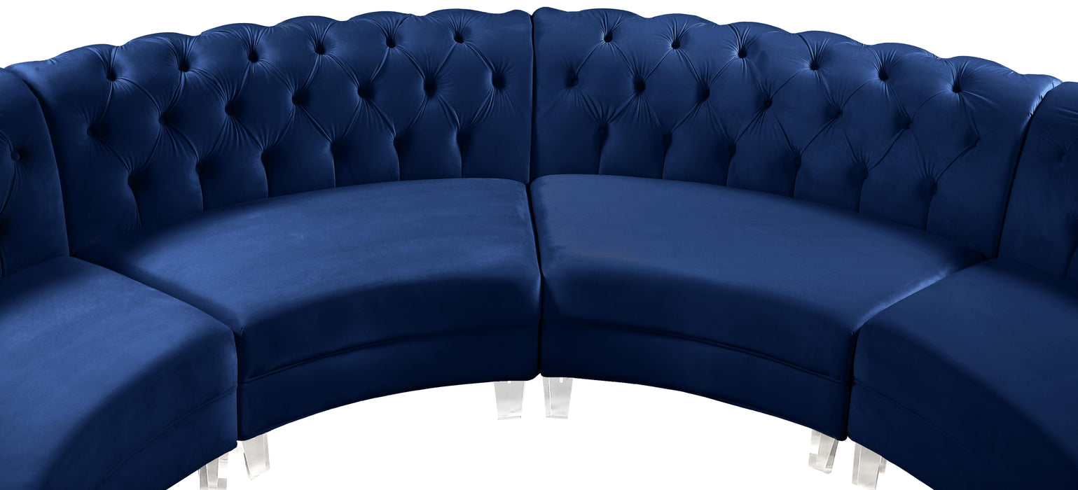 Anabella Navy Velvet 4pc. Sectional