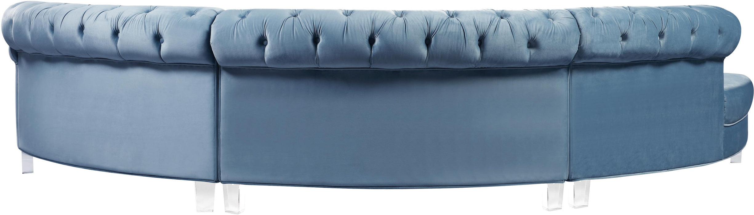 Anabella Sky Blue Velvet 3pc. Sectional