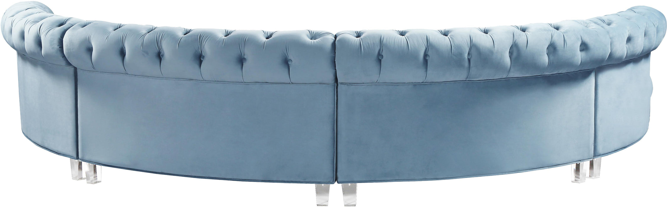 Anabella Sky Blue Velvet 4pc. Sectional