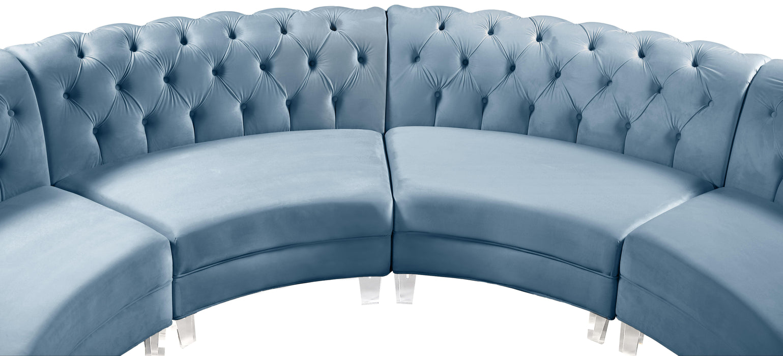 Anabella Sky Blue Velvet 4pc. Sectional