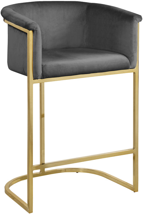 Donatella Grey Velvet Stool