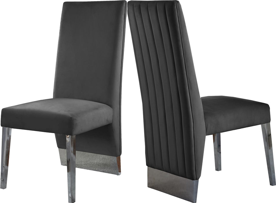 Porsha Grey Velvet Dining Chair