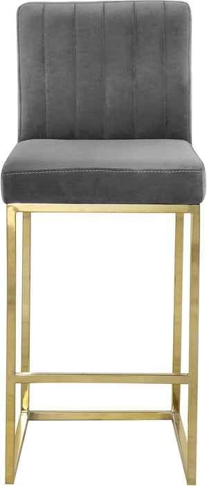 Giselle Grey Velvet Stool