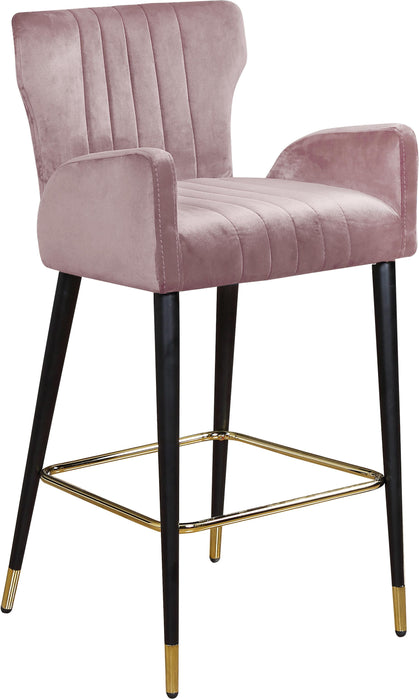 Luxe Pink Velvet Stool