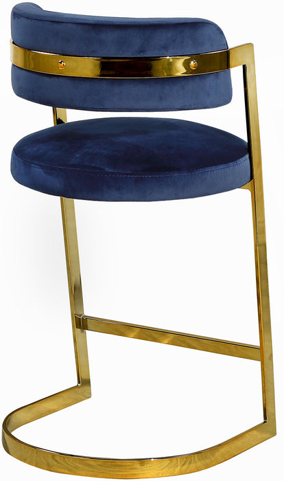 Stephanie Navy Velvet Stool