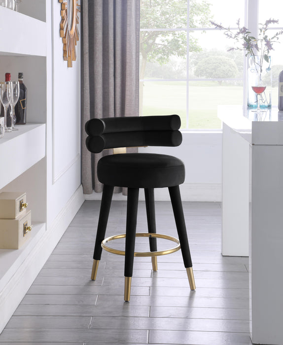 Fitzroy Black Velvet Counter Stool