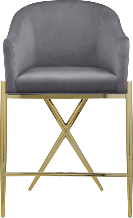 Xavier Grey Velvet Counter Stool