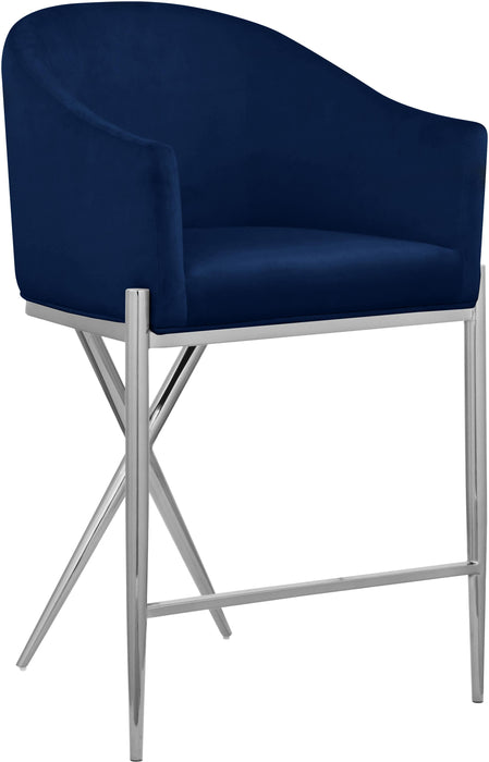 Xavier Navy Velvet Counter Stool