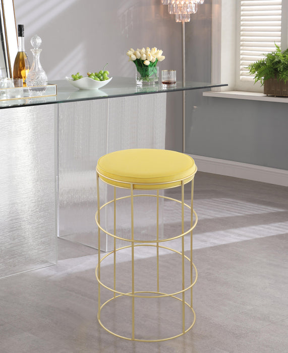 Rebar Yellow Velvet Counter Stool