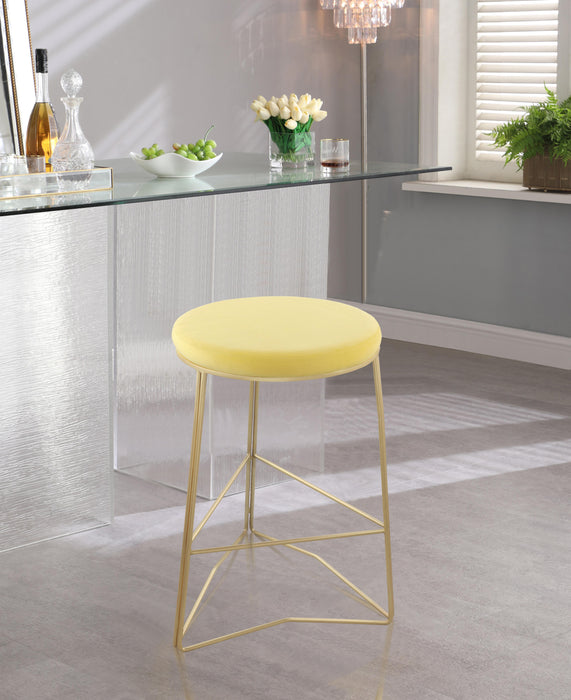 Tres Yellow Velvet Counter Stool