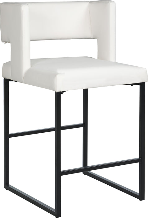 Caleb White Faux Leather Counter Stool