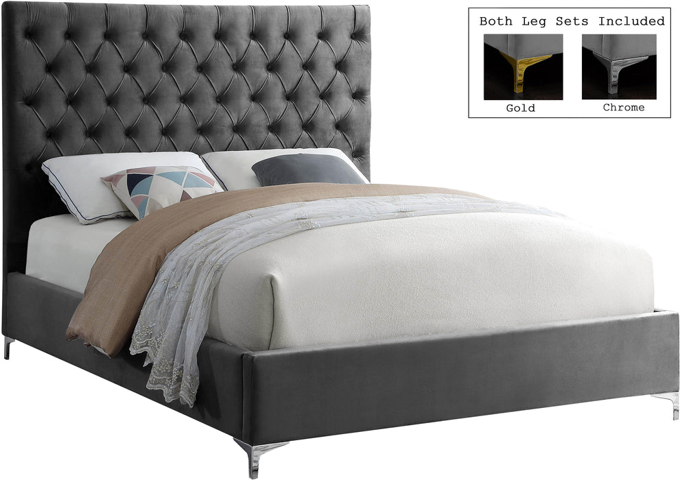 Cruz Grey Velvet Full Bed