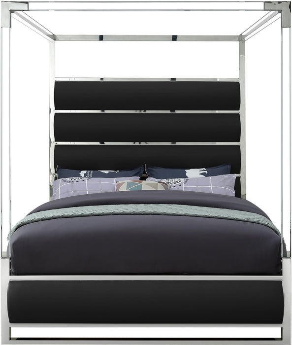 Encore Black Faux Leather King Bed (4 Boxes)