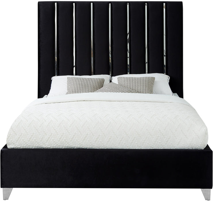 Enzo Black Velvet Full Bed