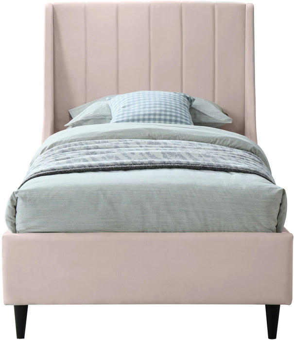 Eva Pink Velvet Twin Bed