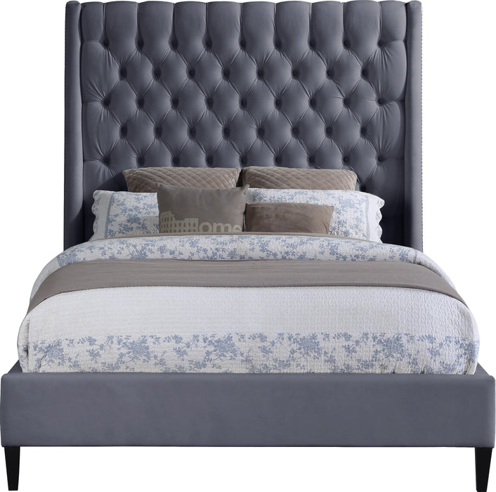 Fritz Grey Velvet King Bed