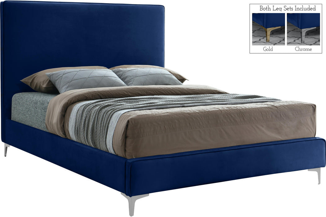 Geri Navy Velvet King Bed