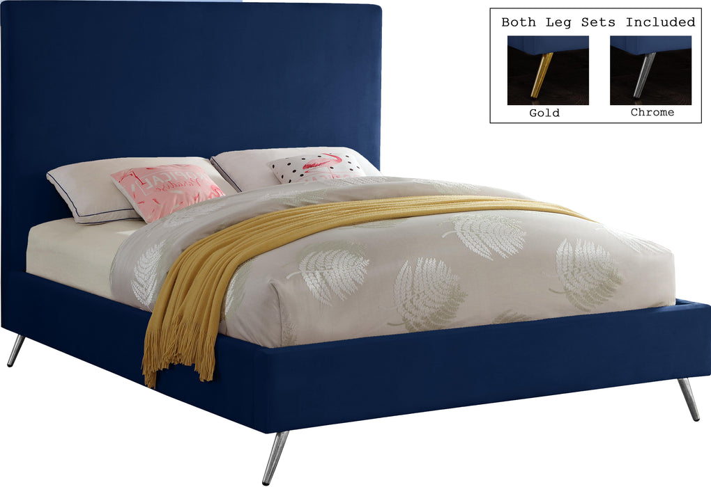 Jasmine Navy Velvet Full Bed