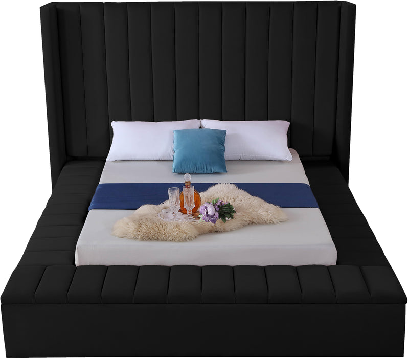 Kiki Black Velvet Full Bed (3 Boxes)