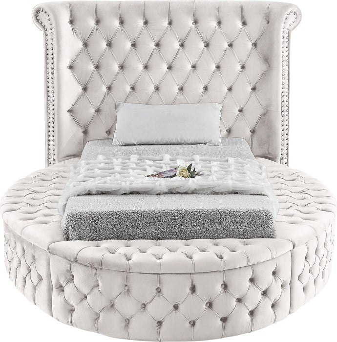 Luxus Cream Velvet Twin Bed (3 Boxes)