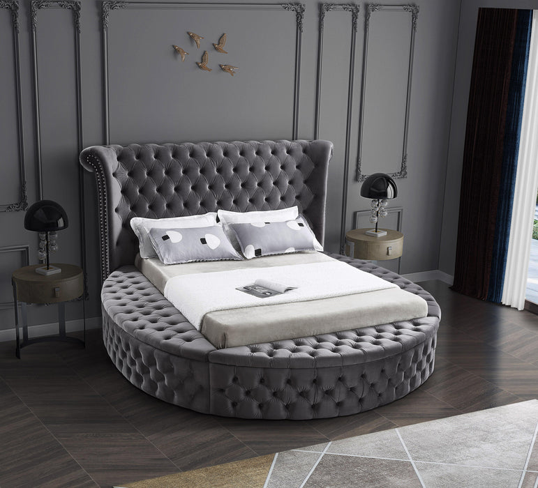 Luxus Grey Velvet King Bed (3 Boxes)