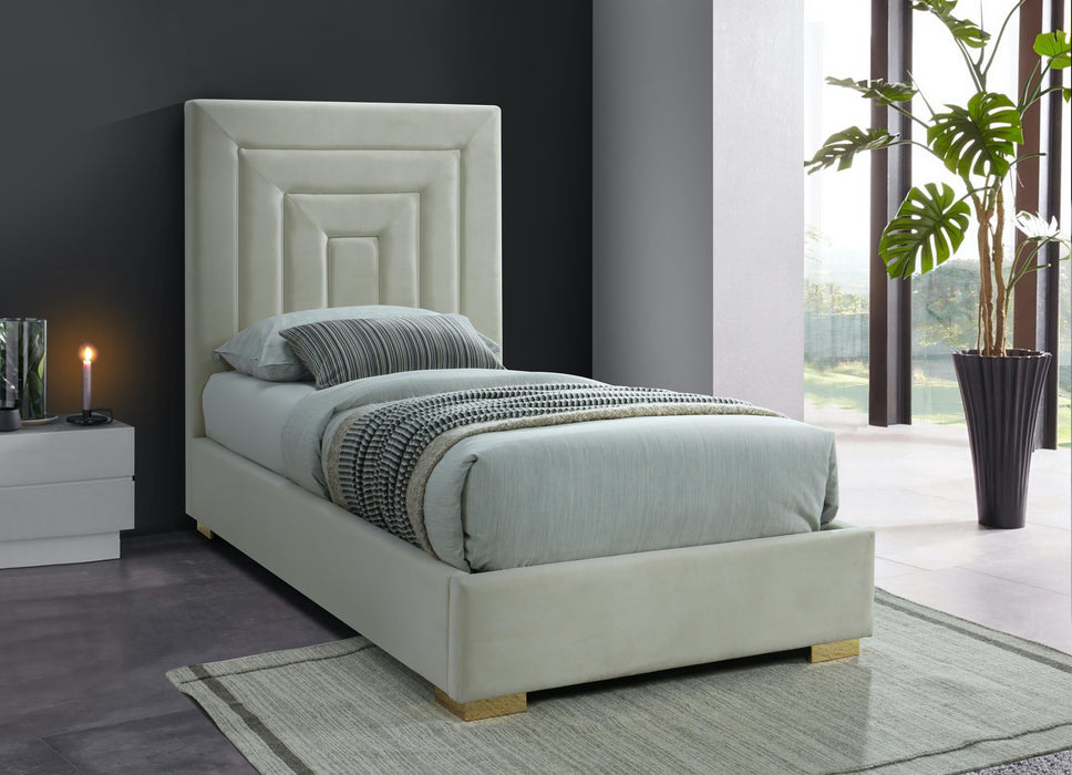 Nora Cream Velvet Twin Bed