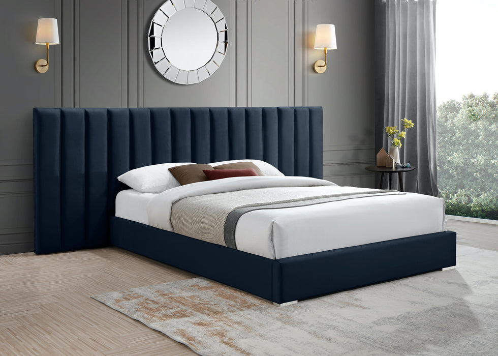 Pablo Navy Velvet King Bed