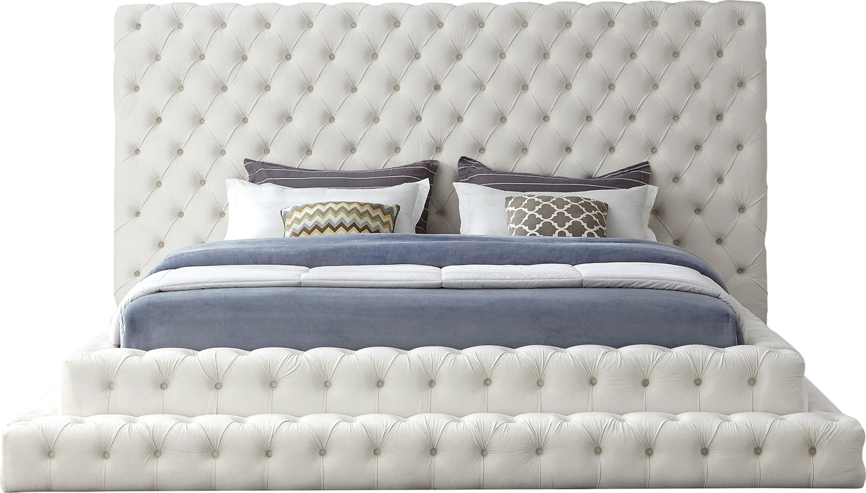 Revel Cream Velvet King Bed (3 Boxes)