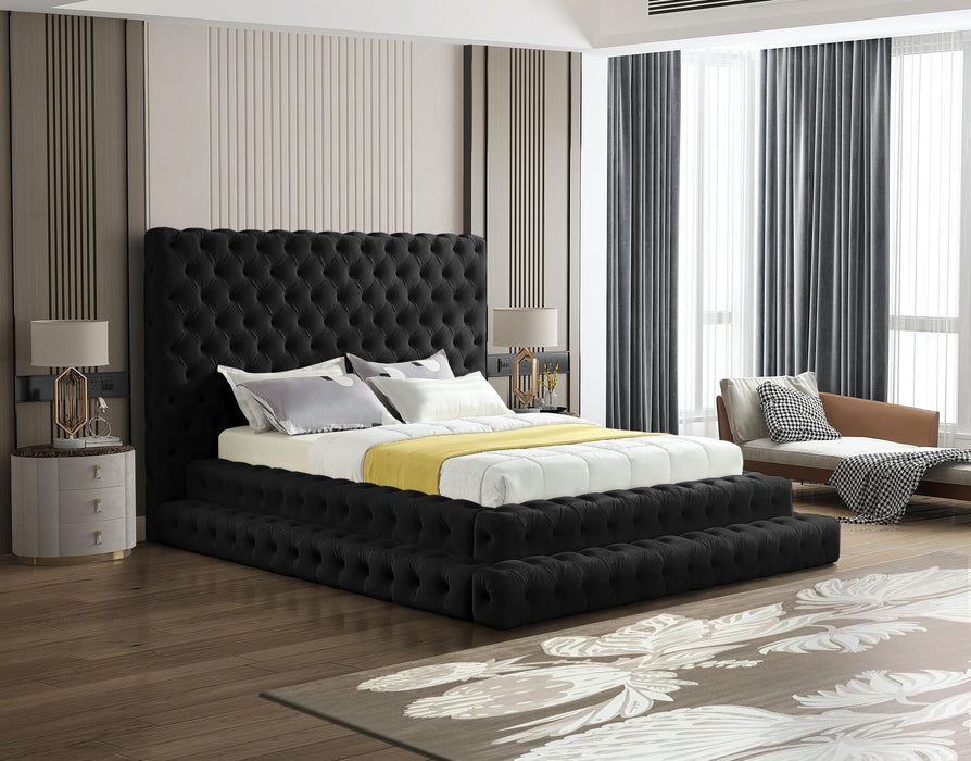 Revel Black Velvet Queen Bed (3 Boxes)